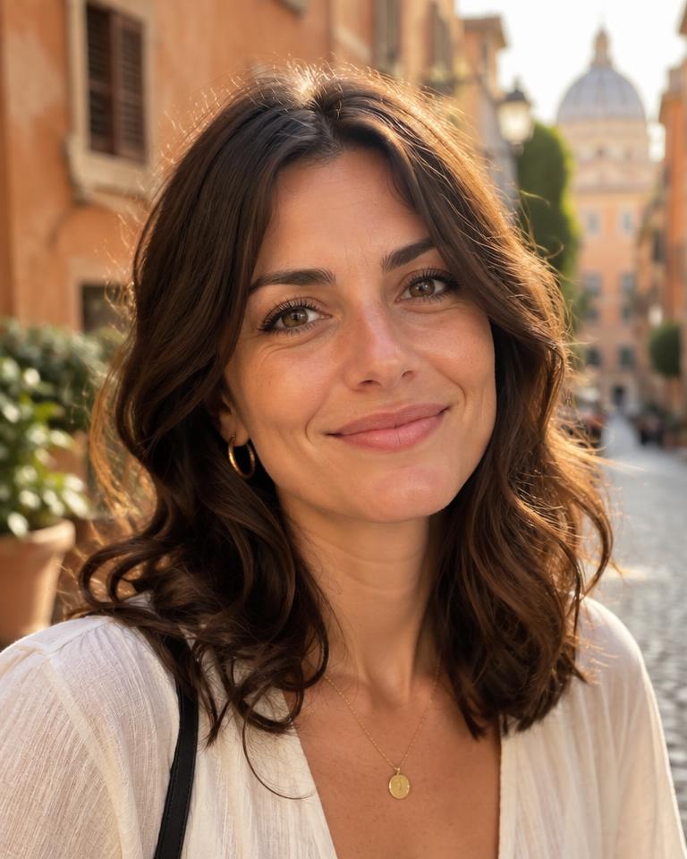 Video call with Giulia, an AI conversation partner from Rome