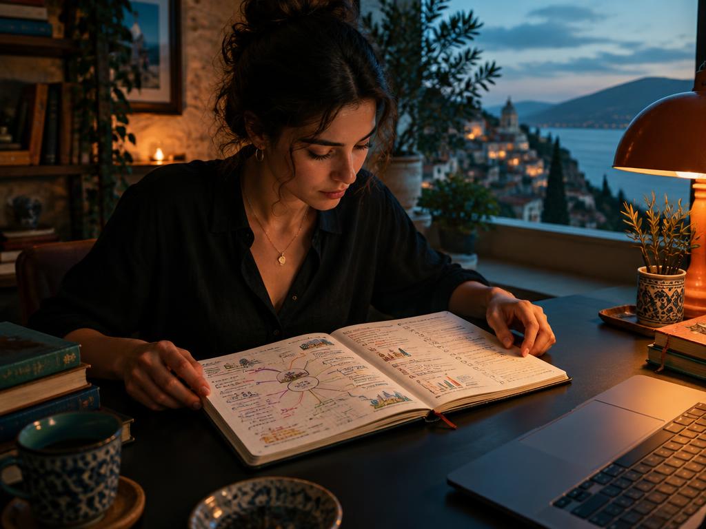 Learner exploring a visual map of her language progress